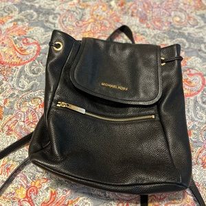 Black Leather Michael Kors Backpack Purse